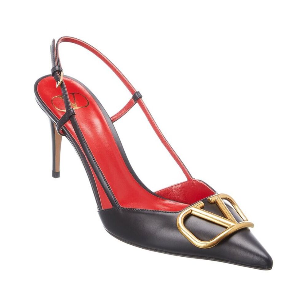 Valentino Vlogo 80 Leather Slingback Pump, Black